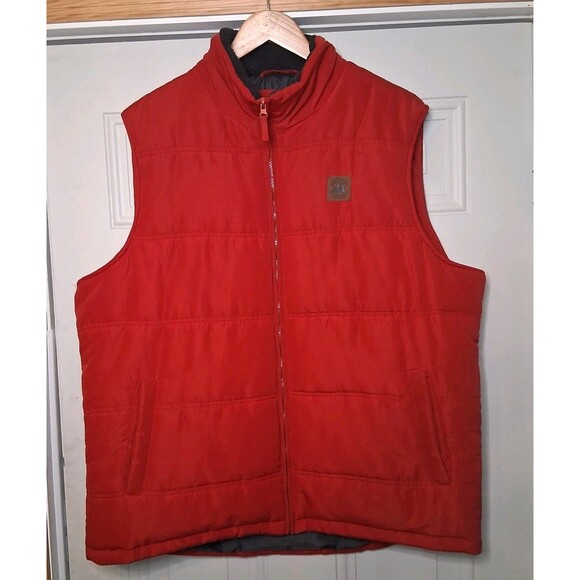 Field & Stream Puffer Vest Men's XL Red Quilted Insulated Full Zip Sherpa Collar - Picture 1 of 7